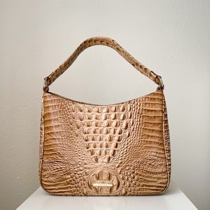 Tan Snake-print Brahmin Nadia Shoulder Bag Purse